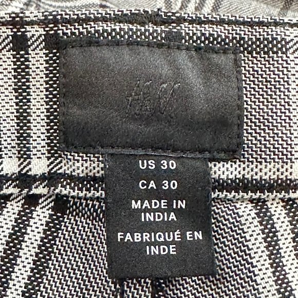 H&M Plaid Pants Skinny Fit size 30 Black White Pockets Work Business School Wear - Picture 4 of 16
